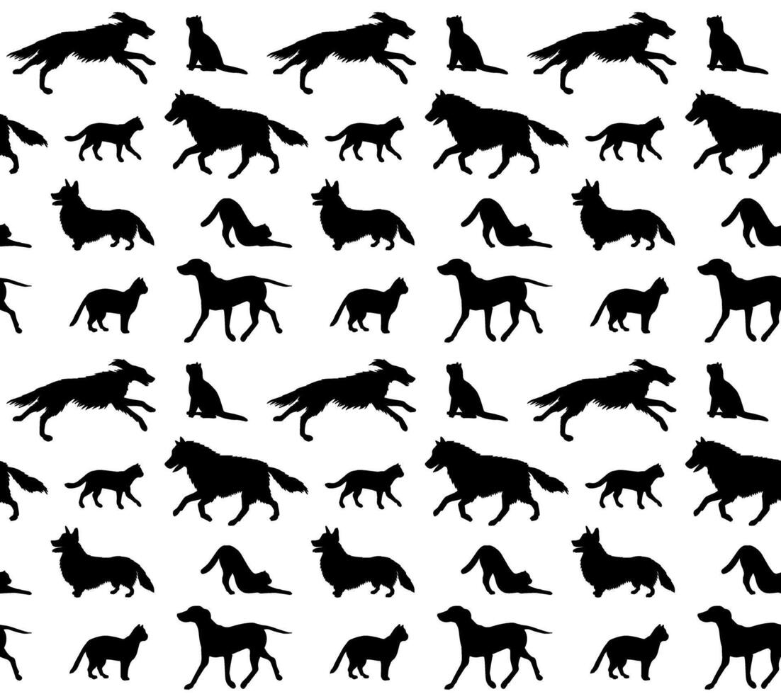 Seamless pattern of dog breed silhouette vector