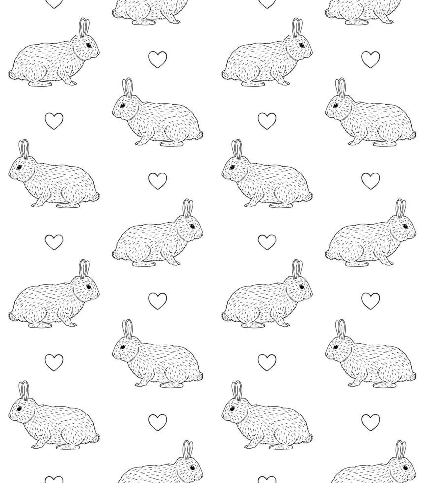 Seamless pattern of flat rabbit bunny vector