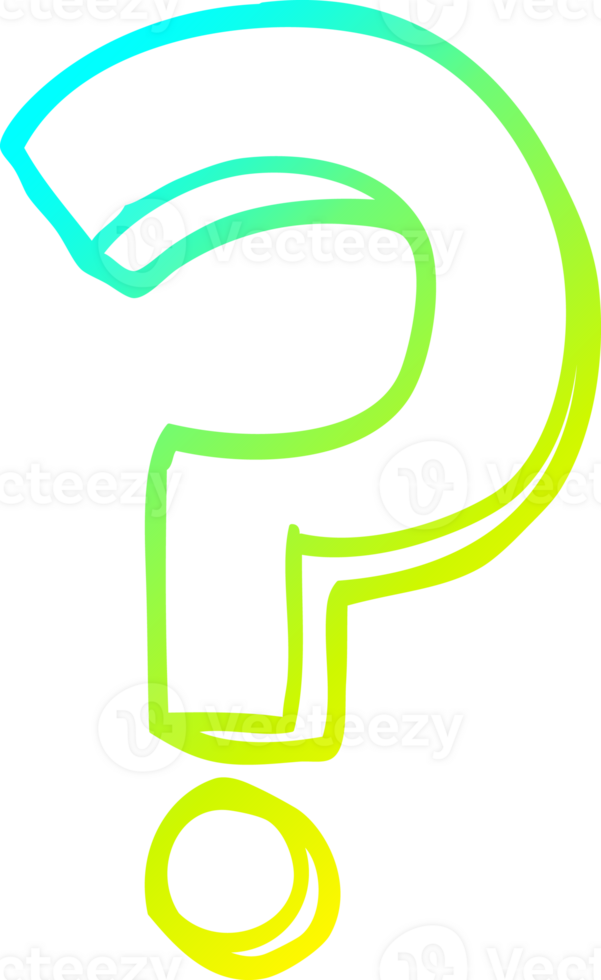cold gradient line drawing of a cartoon question mark png