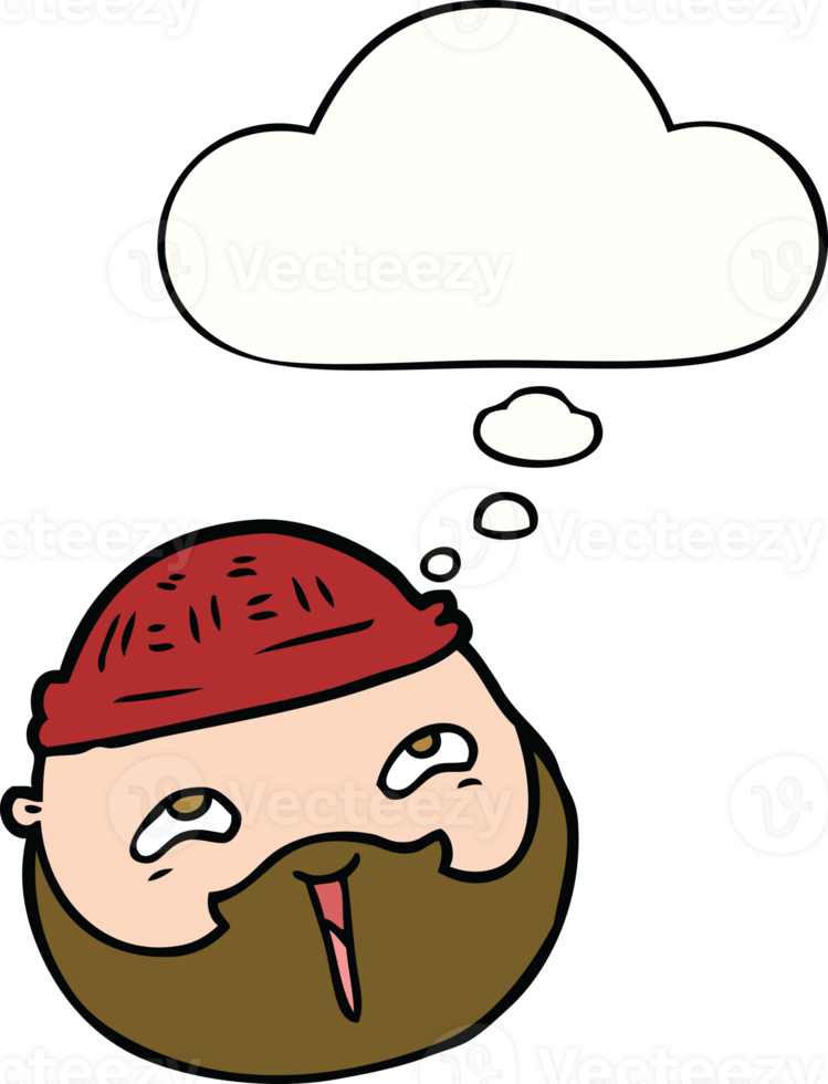 cartoon male face with beard with thought bubble png