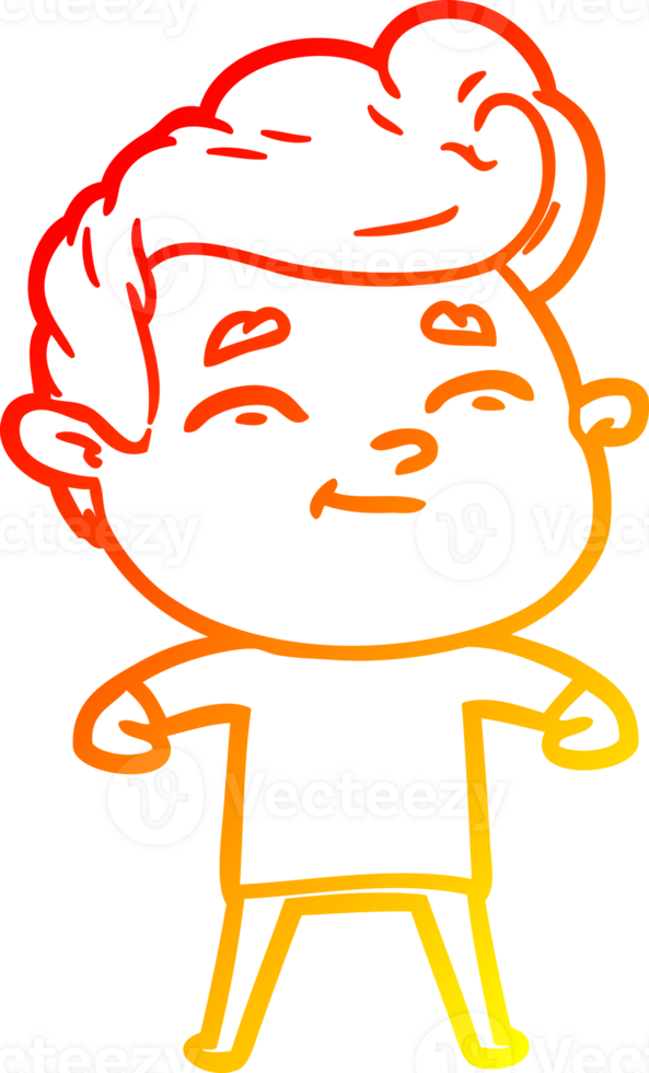 warm gradient line drawing of a happy cartoon man png