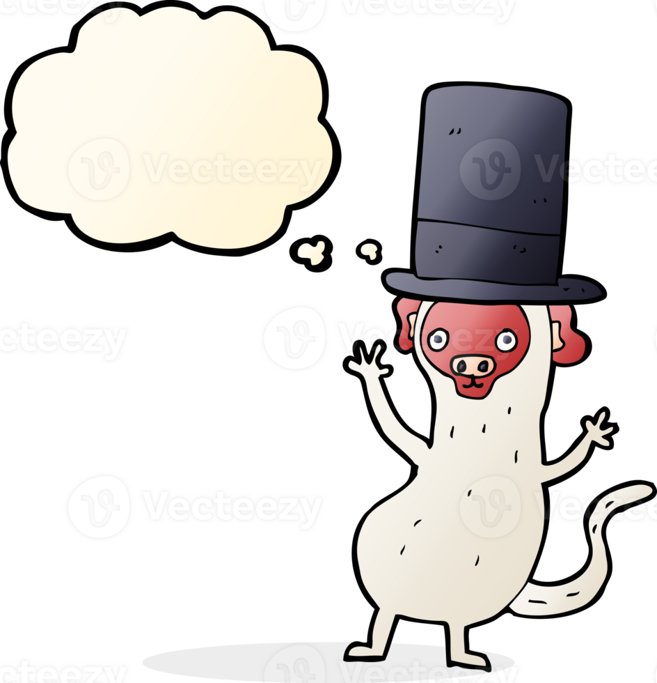 cartoon monkey in top hat with thought bubble png