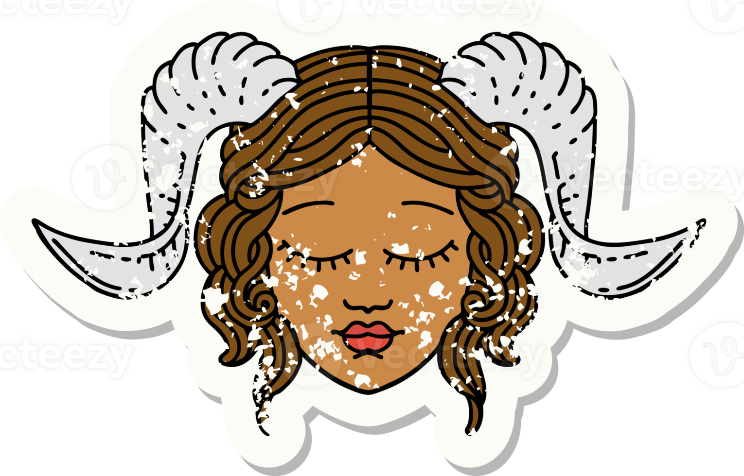 Retro Tattoo Style tiefling character face png