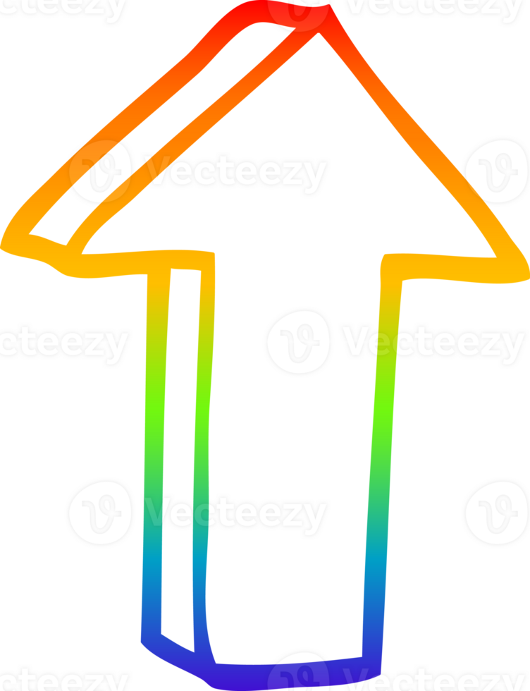 rainbow gradient line drawing of a cartoon arrow png