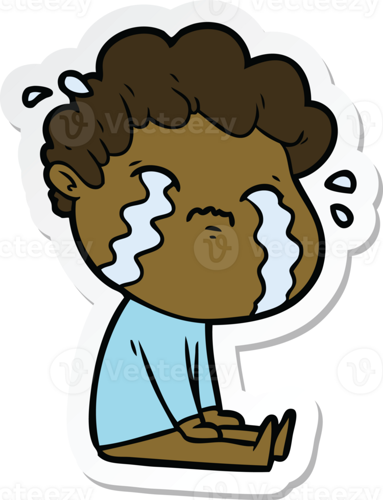 sticker of a cartoon man crying png