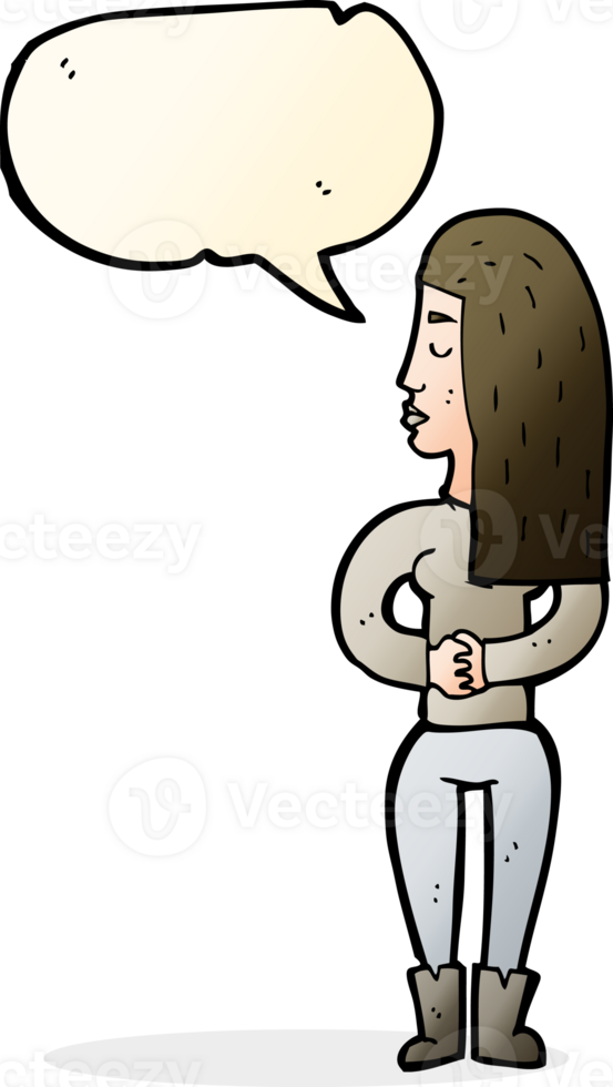 cartoon woman ignoring with speech bubble png