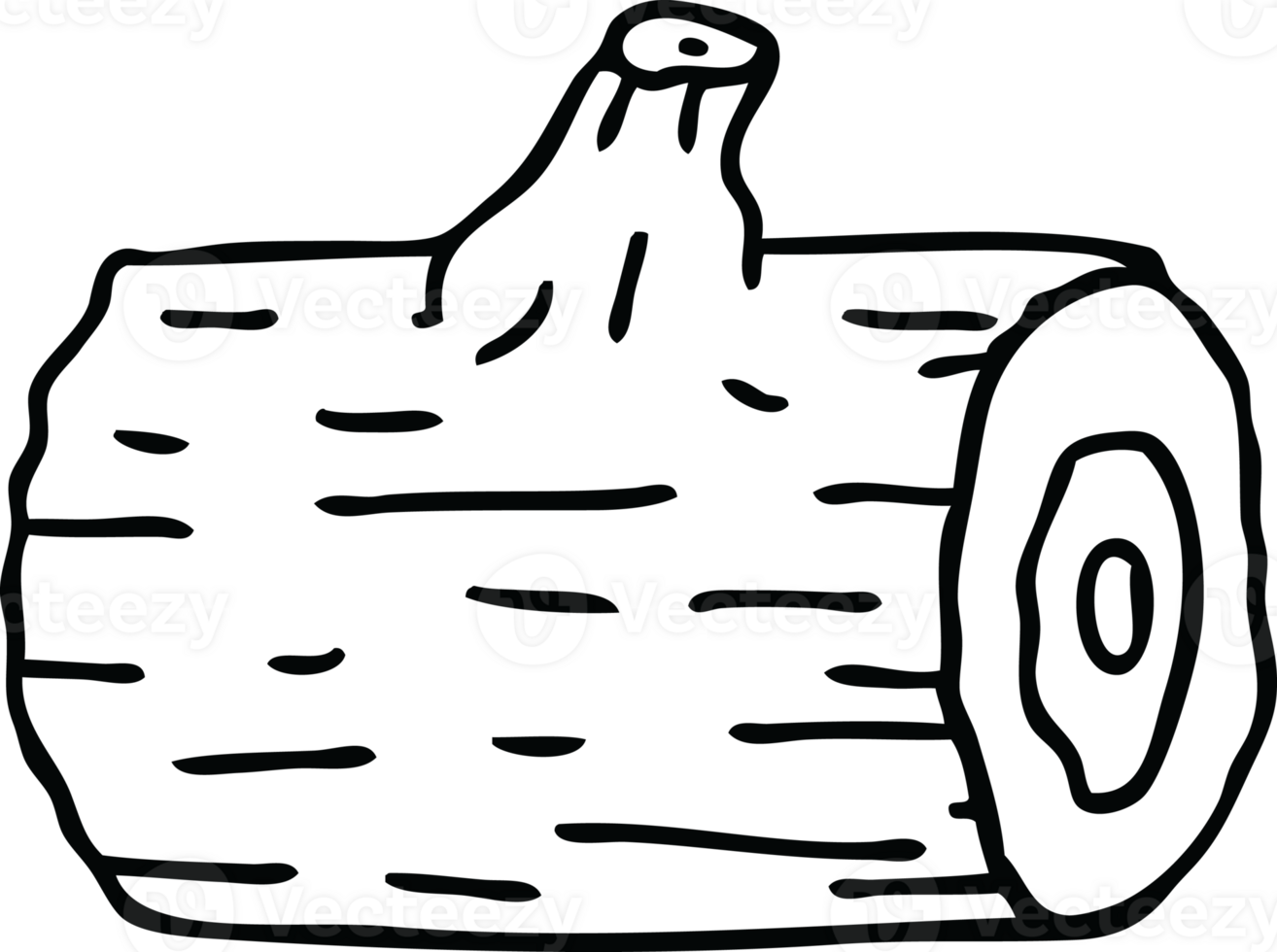 line drawing quirky cartoon wooden log png