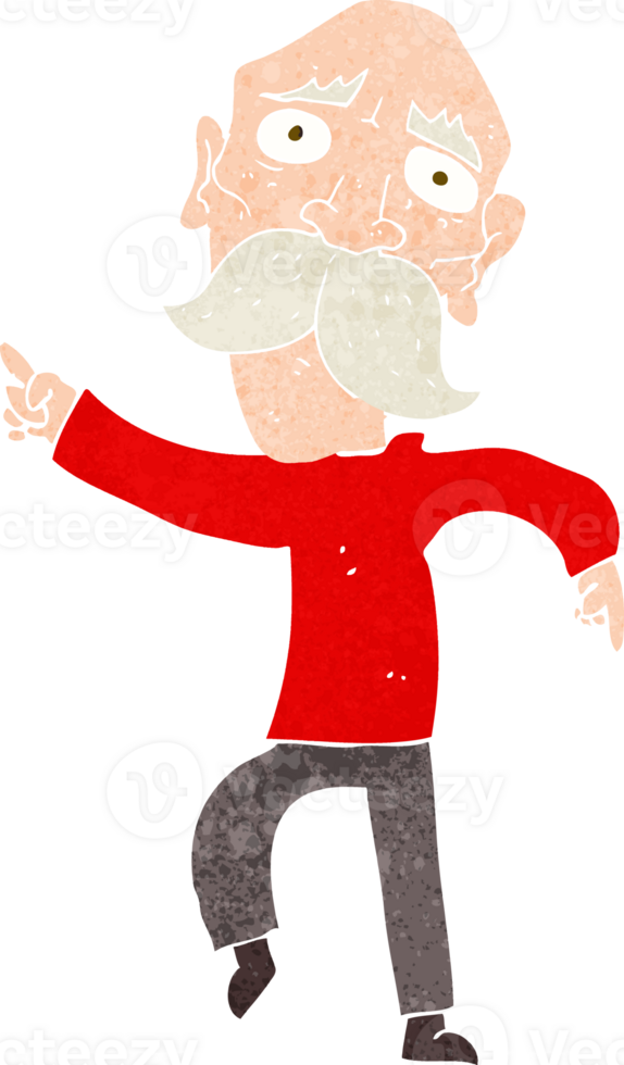 cartoon sad old man pointing png