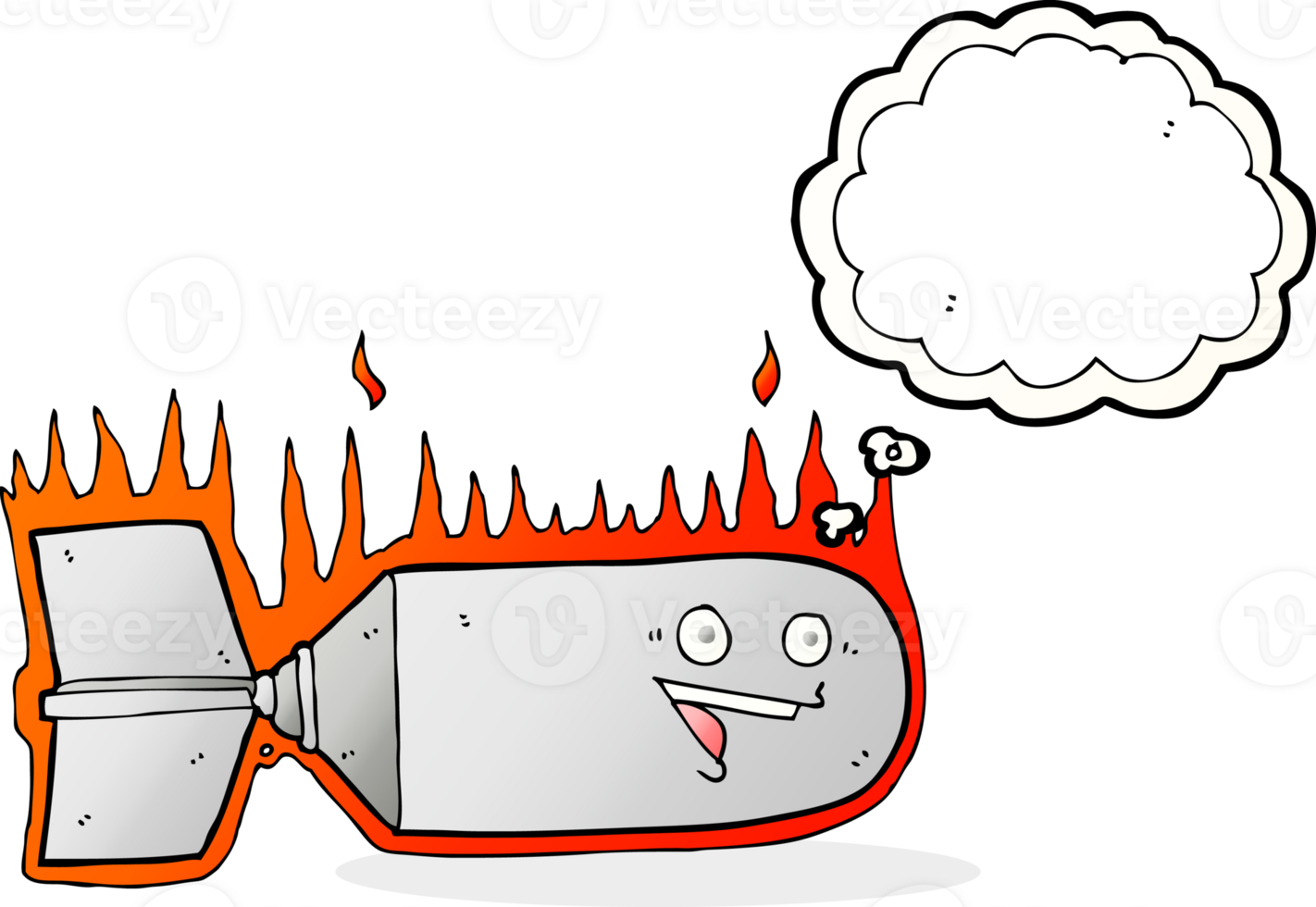 cartoon falling bomb with thought bubble png
