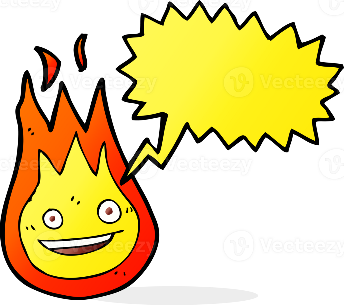 cartoon friendly fireball with speech bubble png