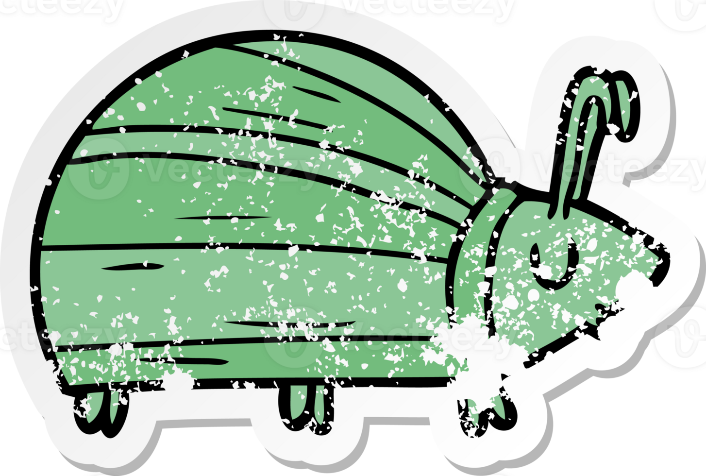 distressed sticker of a funny cartoon bug png