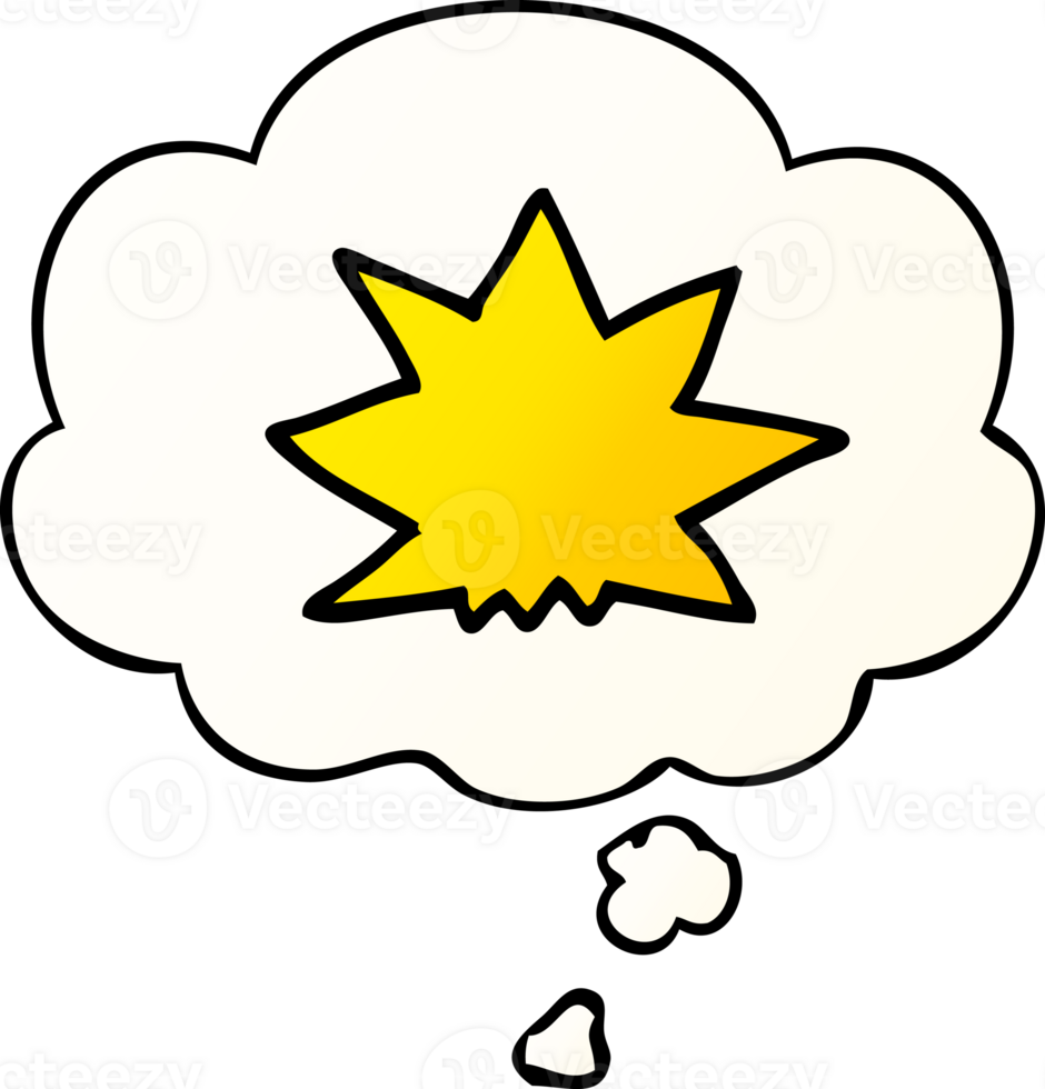 cartoon explosion with thought bubble in smooth gradient style png