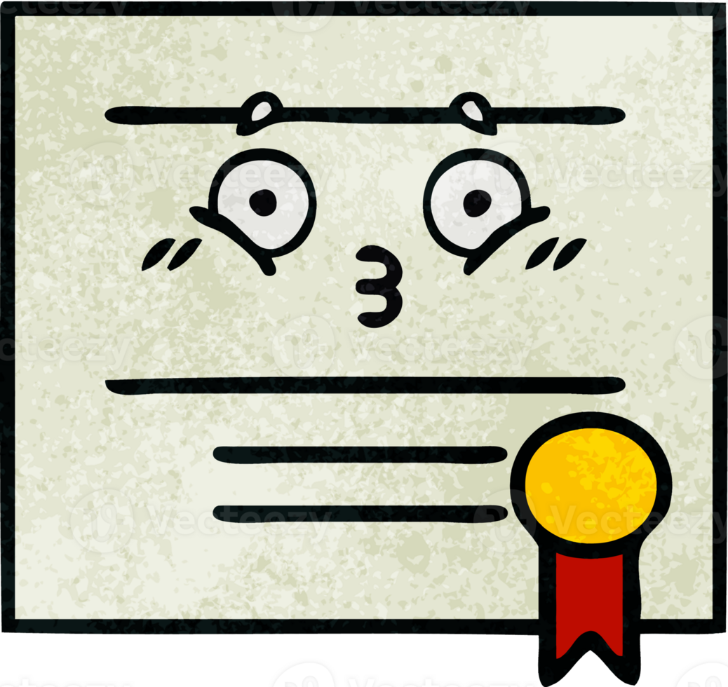 retro grunge texture cartoon of a graduation diploma png
