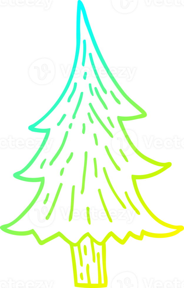 cold gradient line drawing of a cartoon pine trees png