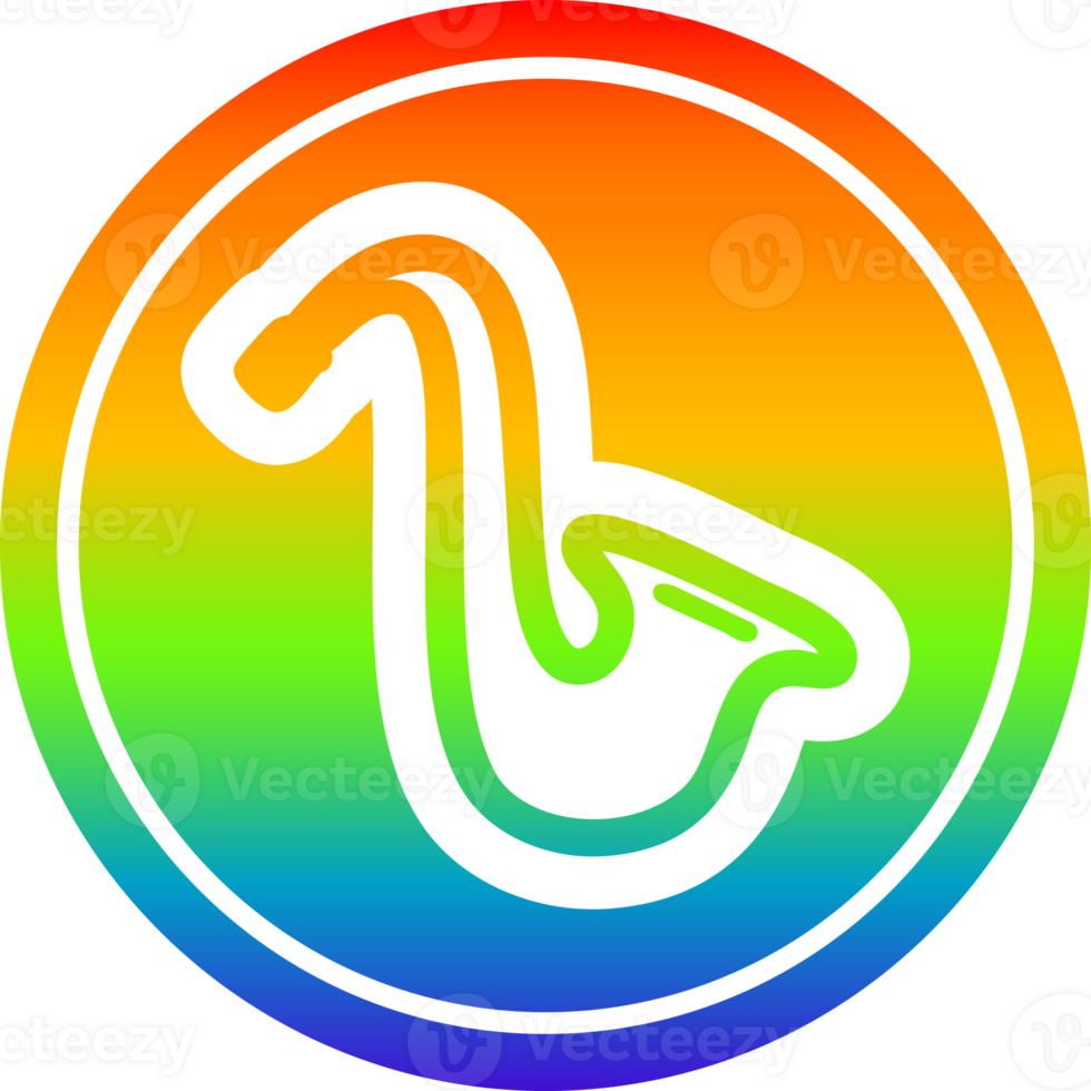musical instrument saxophone circular icon with rainbow gradient finish png