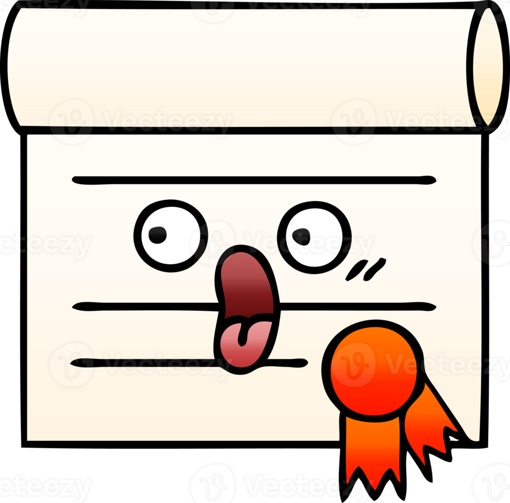 gradient shaded cartoon of a certificate png