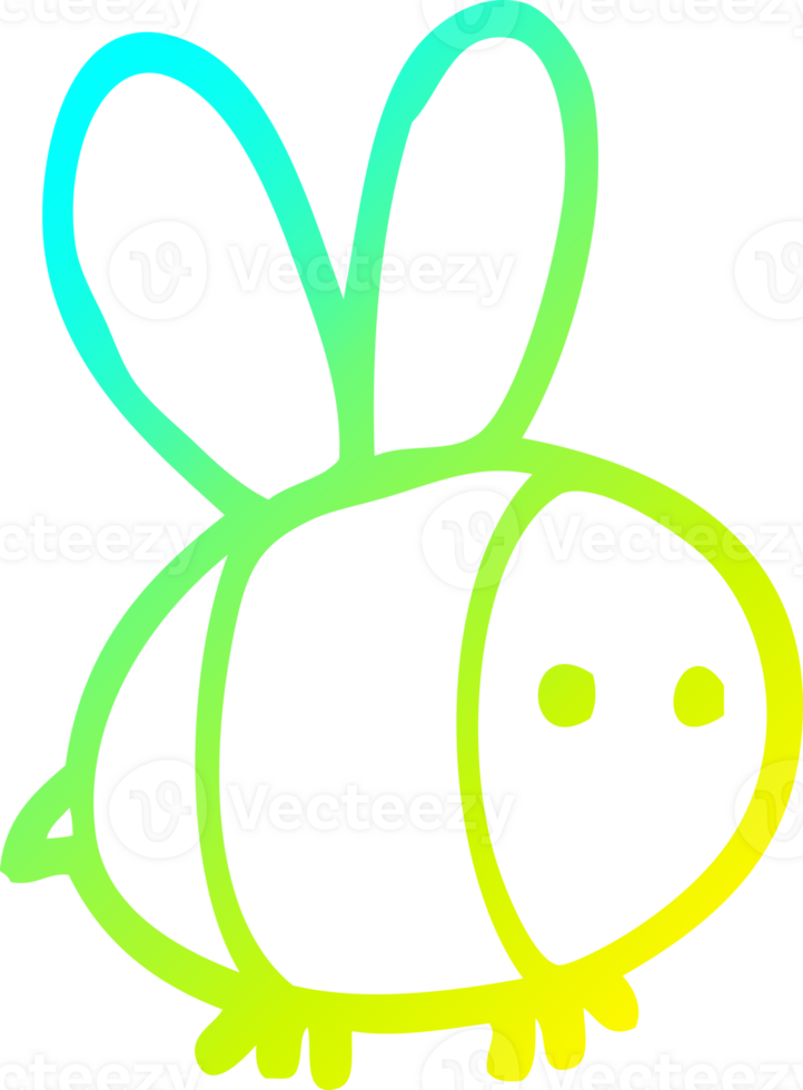 cold gradient line drawing of a cartoon bee png
