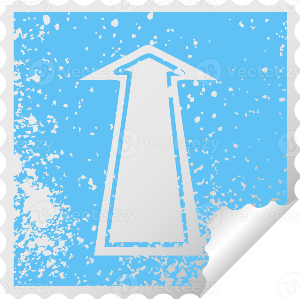 distressed square peeling sticker quirky symbol arrow png