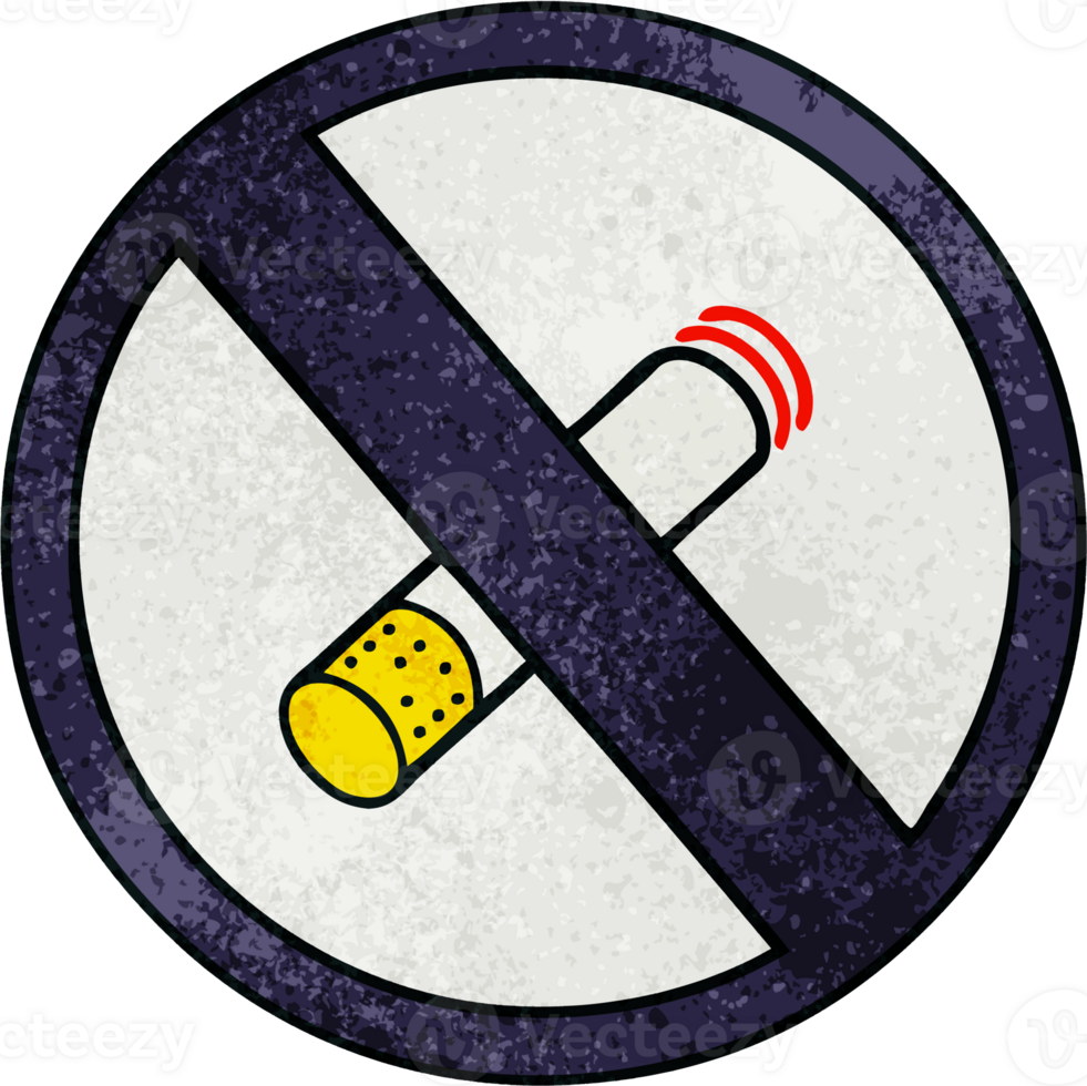 retro grunge texture cartoon of a no smoking allowed sign png