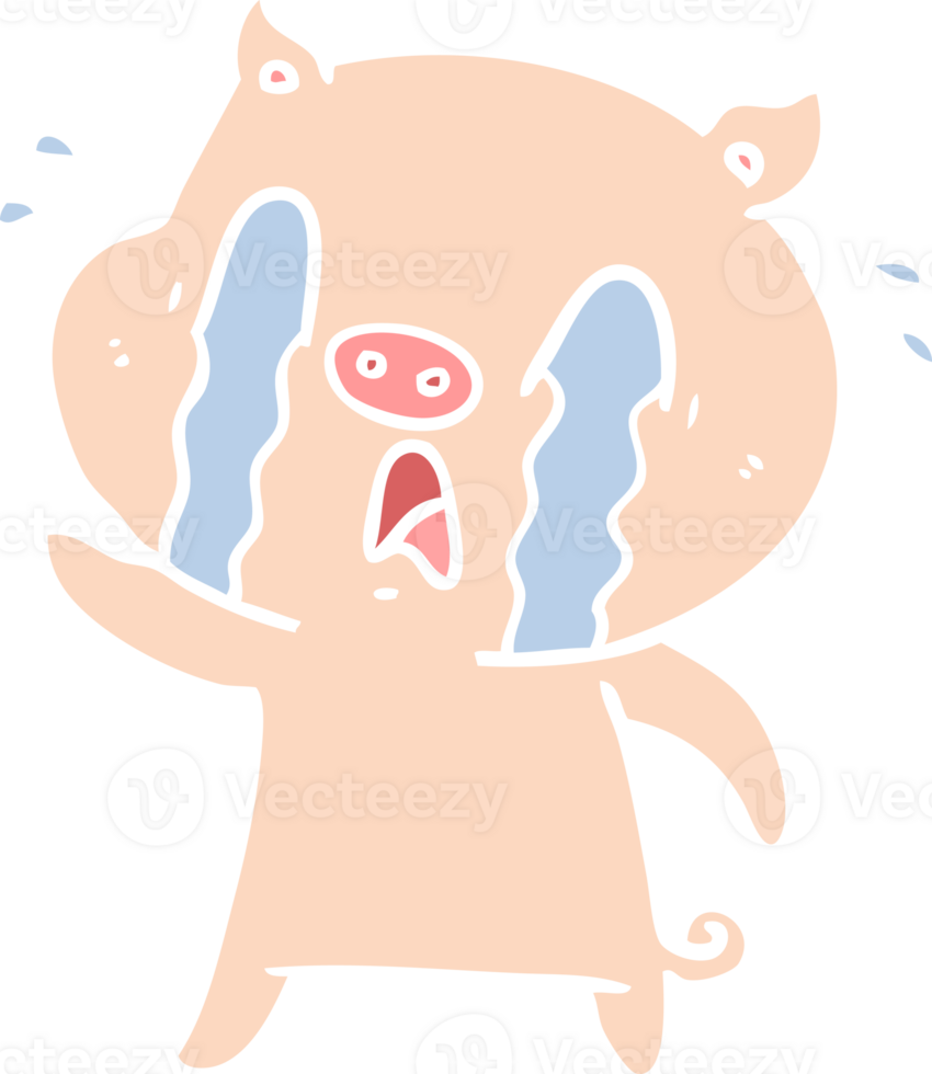 crying pig flat color style cartoon png