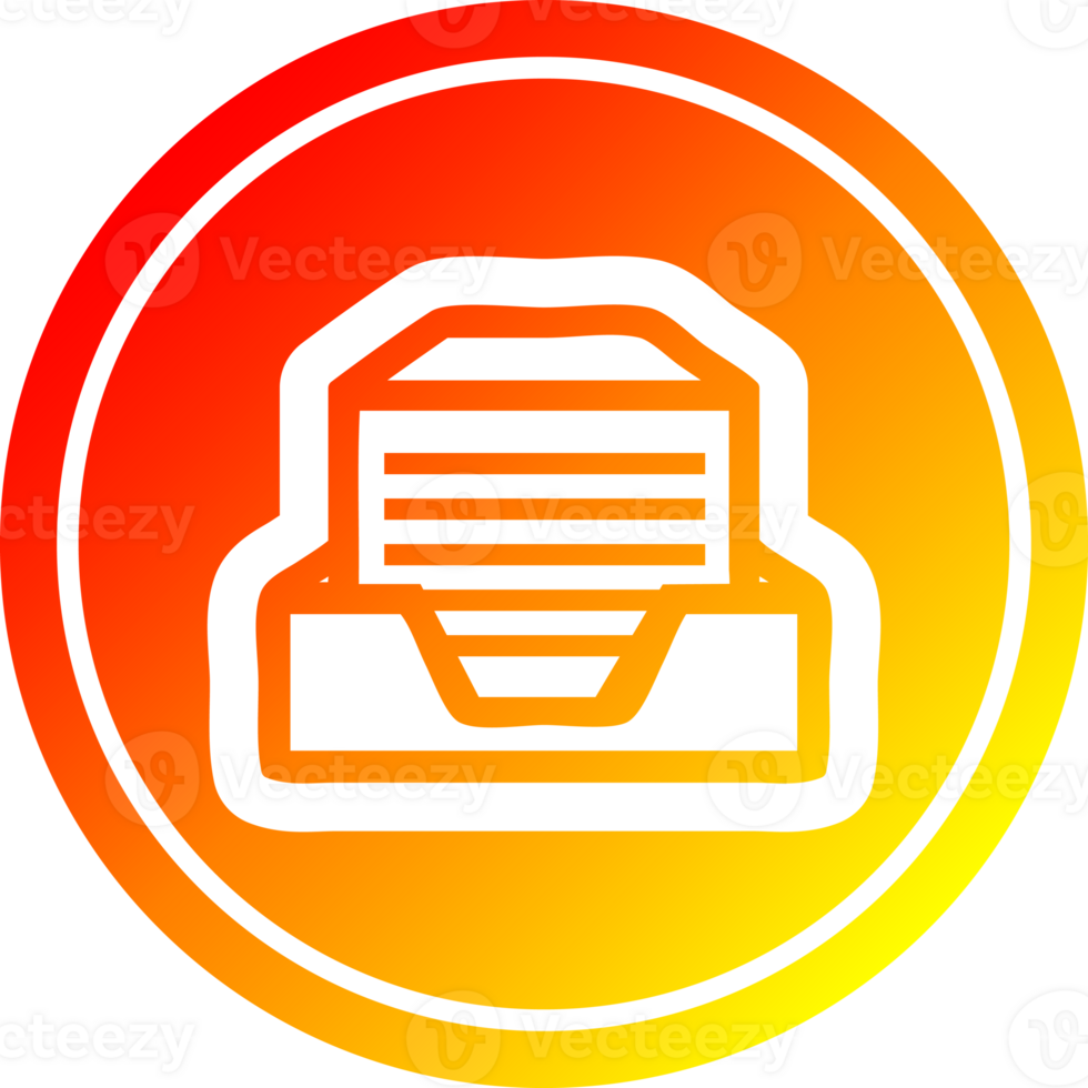 office paper stack circular icon with warm gradient finish png