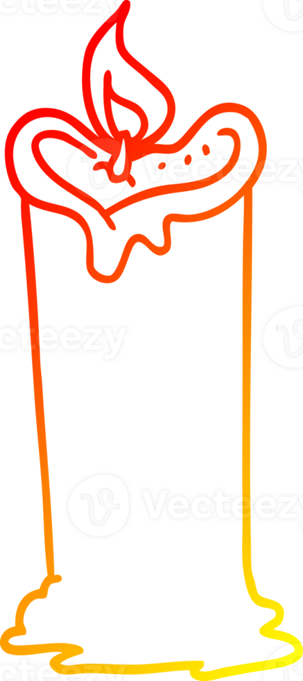 warm gradient line drawing of a cartoon candle png