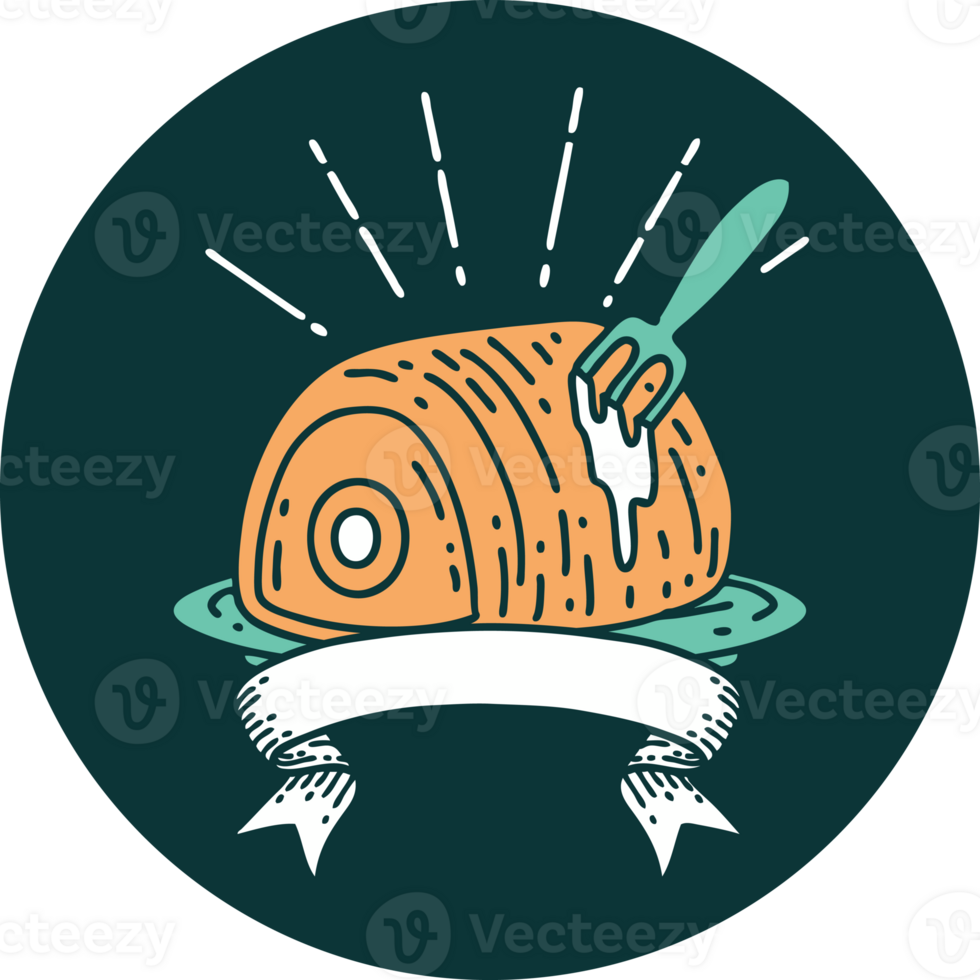 icon of a tattoo style roast beef png