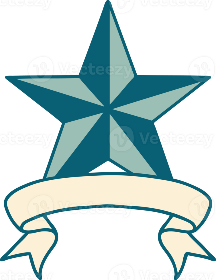 traditional tattoo with banner of a star png