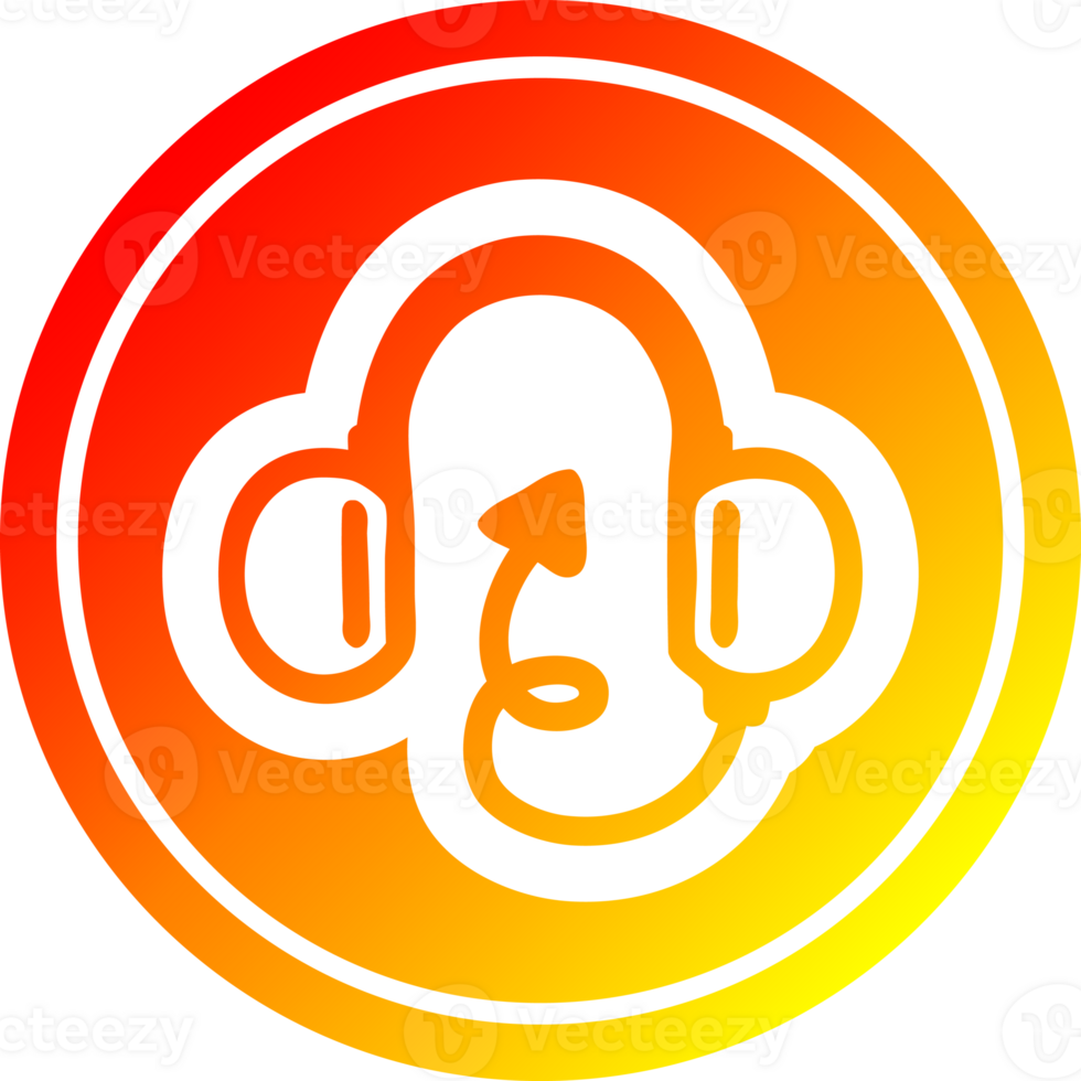 musica cuffie con diavolo coda circolare icona con caldo pendenza finire png