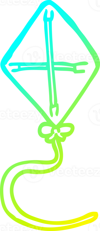 cold gradient line drawing of a cartoon kite png
