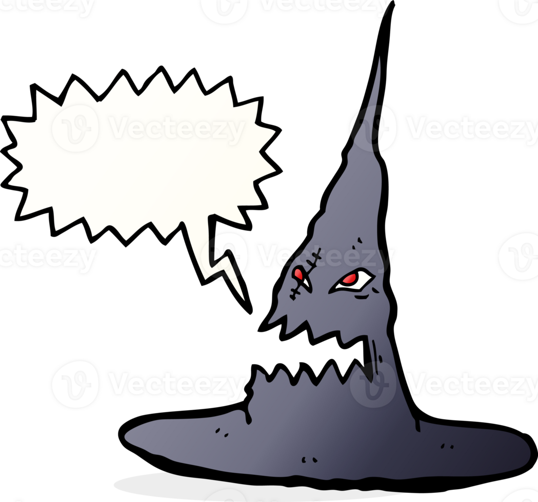 cartoon spooky witches hat with speech bubble png