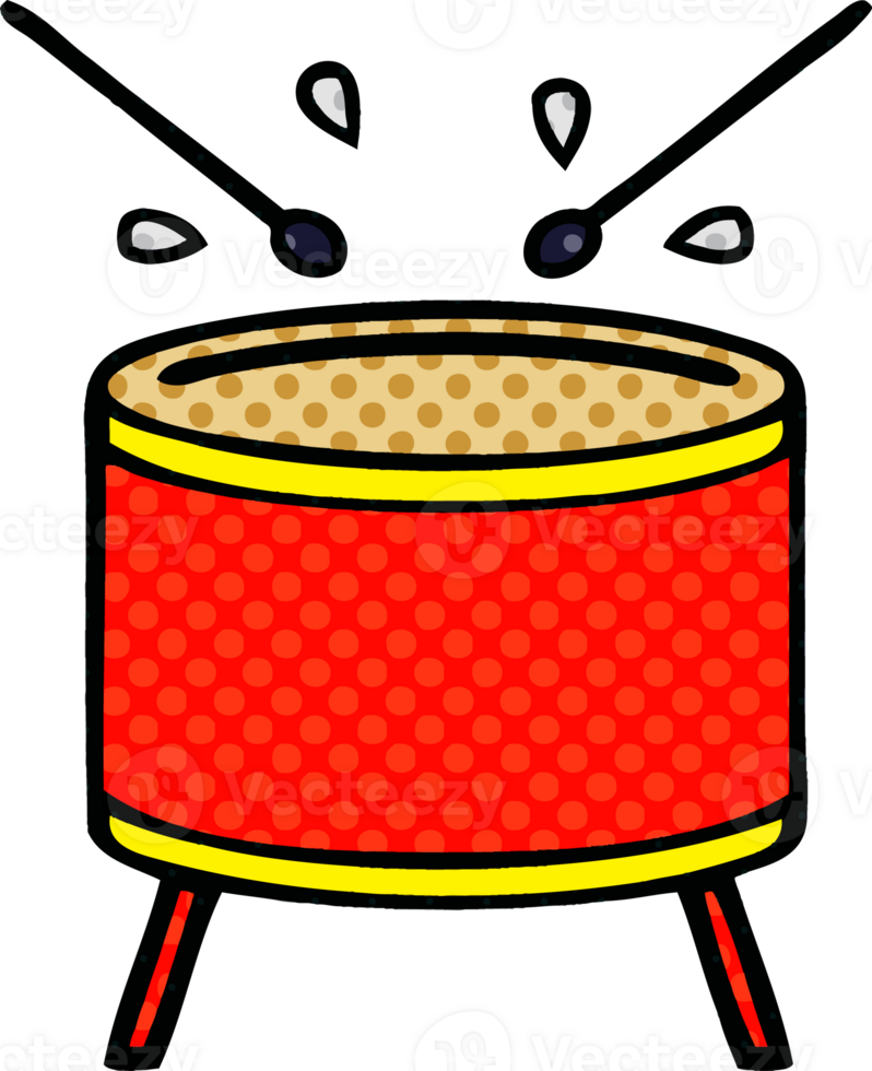 comic book style cartoon of a beating drum png