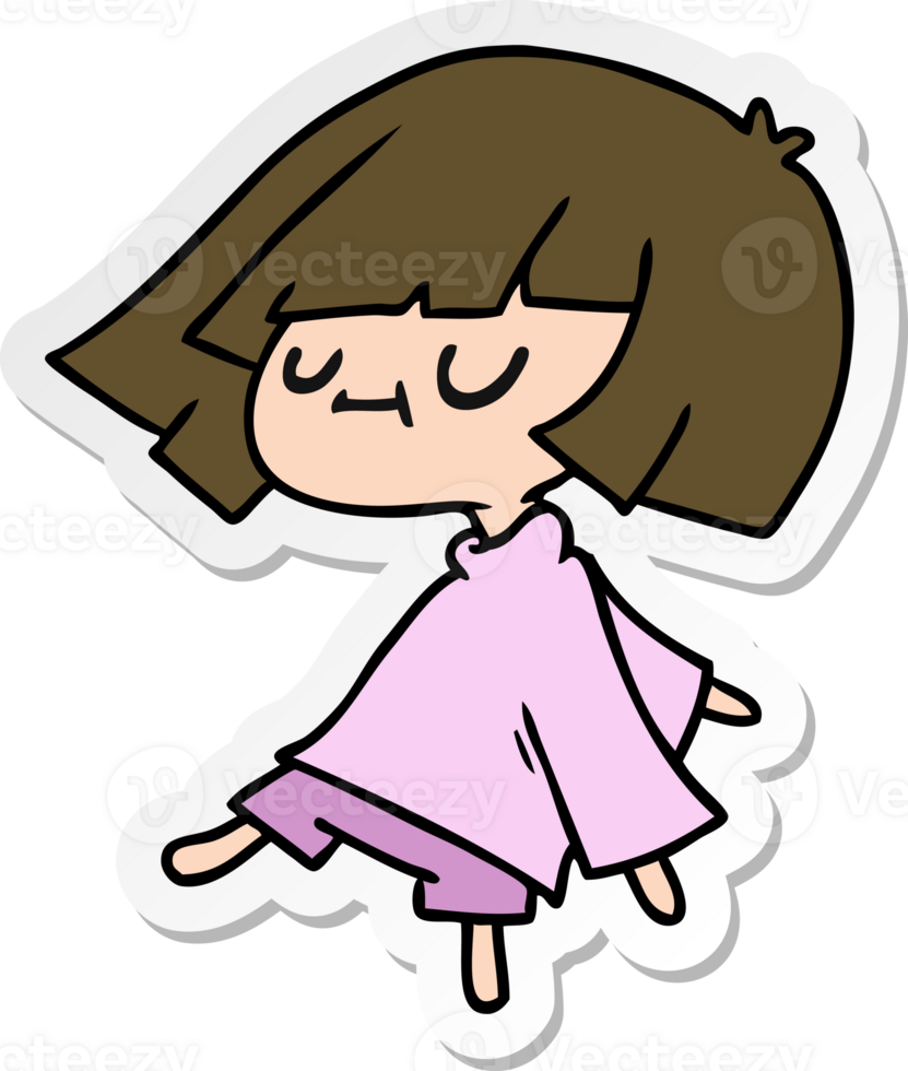 hand drawn sticker cartoon of cute kawaii girl png