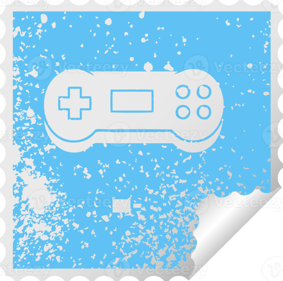 distressed square peeling sticker symbol of a game controller png