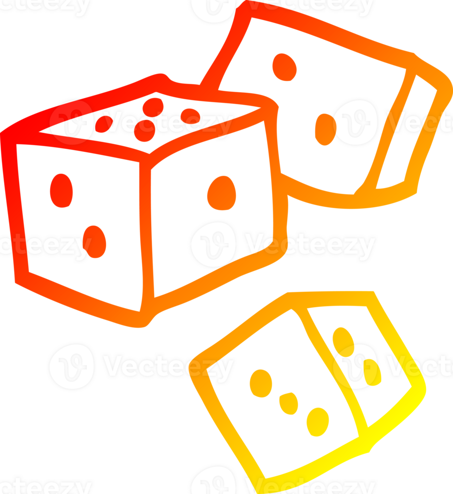warm gradient line drawing of a cartoon dice png