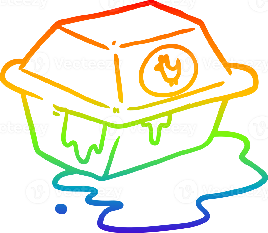rainbow gradient line drawing of a take out fried chicken png