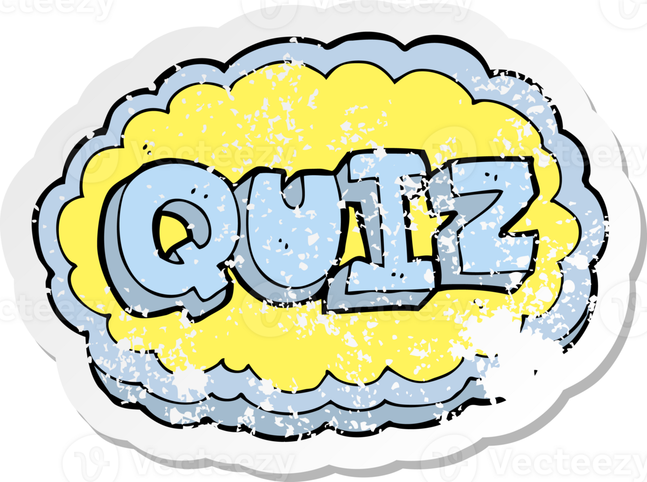 retro distressed sticker of a cartoon quiz sign png