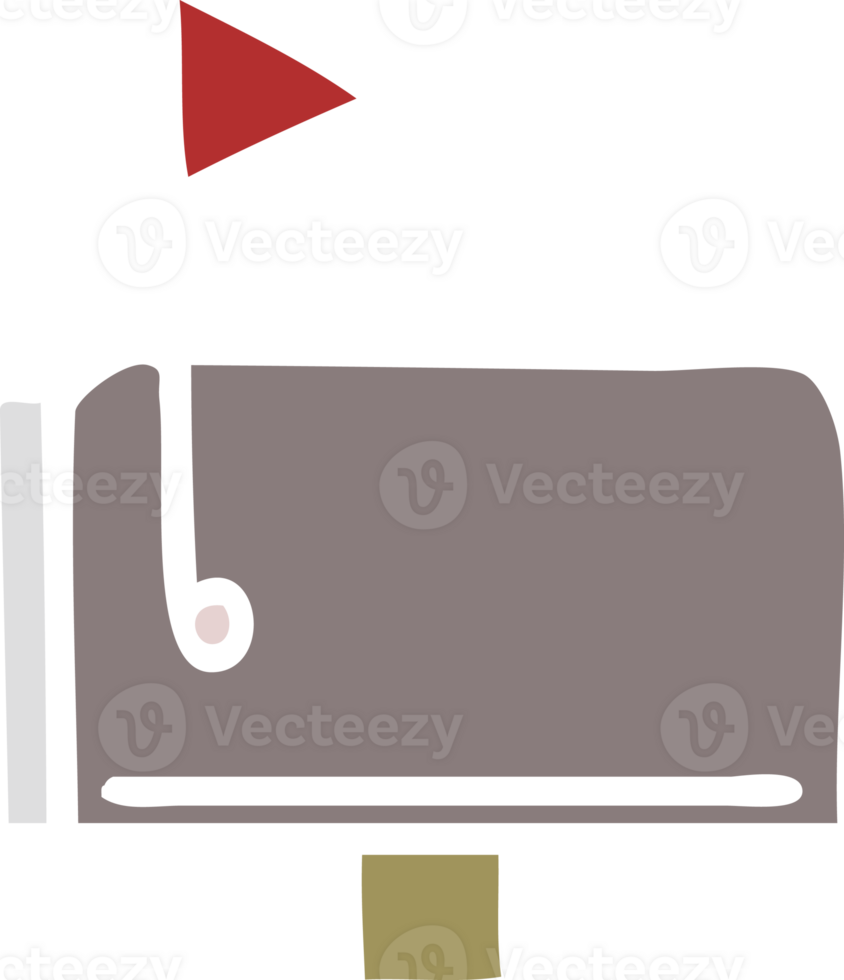 flat color retro cartoon of a mail box png