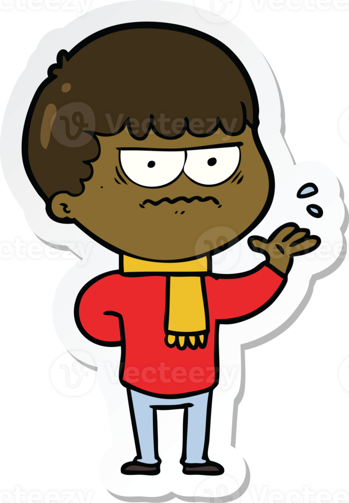 sticker of a cartoon annoyed man png