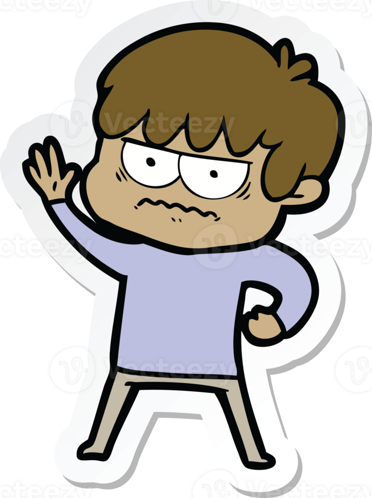 sticker of a annoyed cartoon boy png
