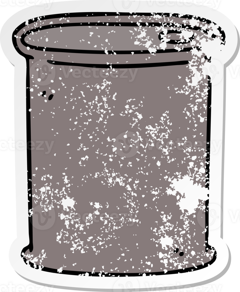 distressed sticker of a quirky hand drawn cartoon barrel png