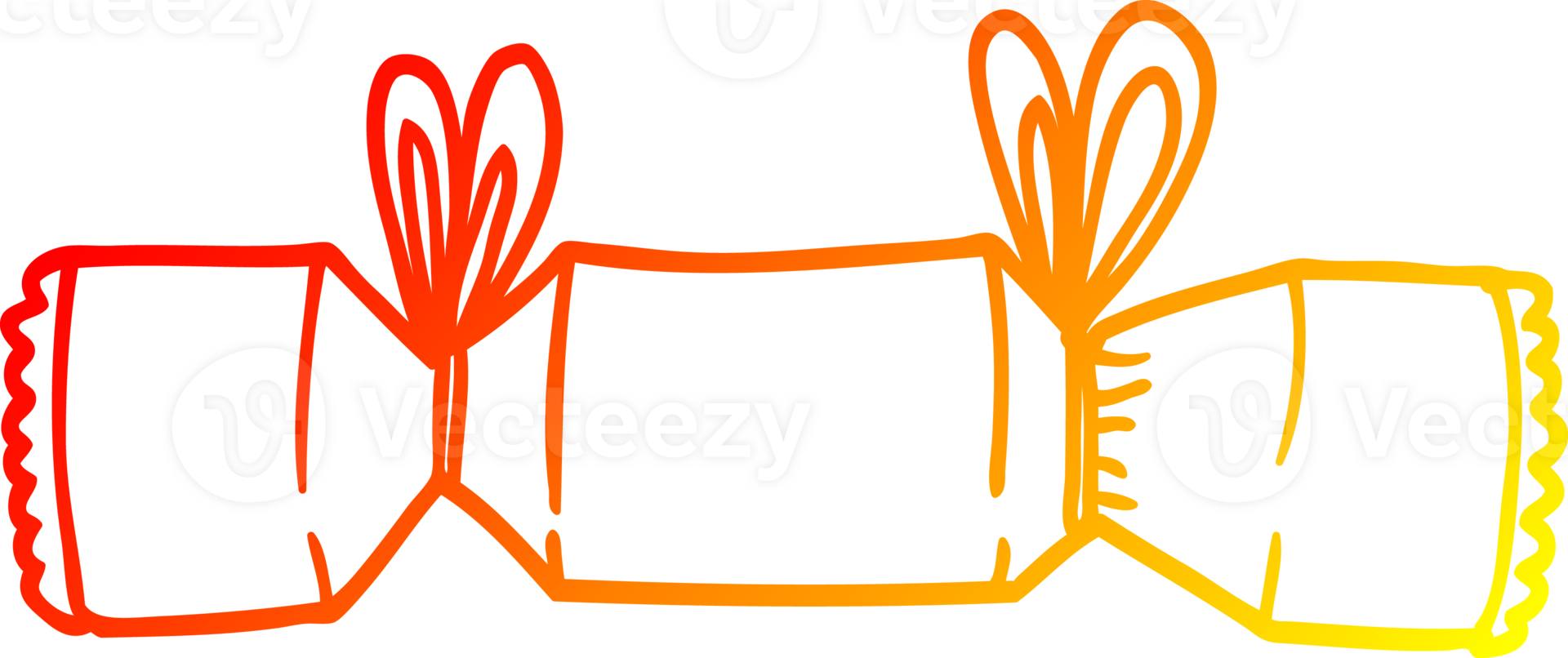 warm gradient line drawing of a cartoon xmas cracker png