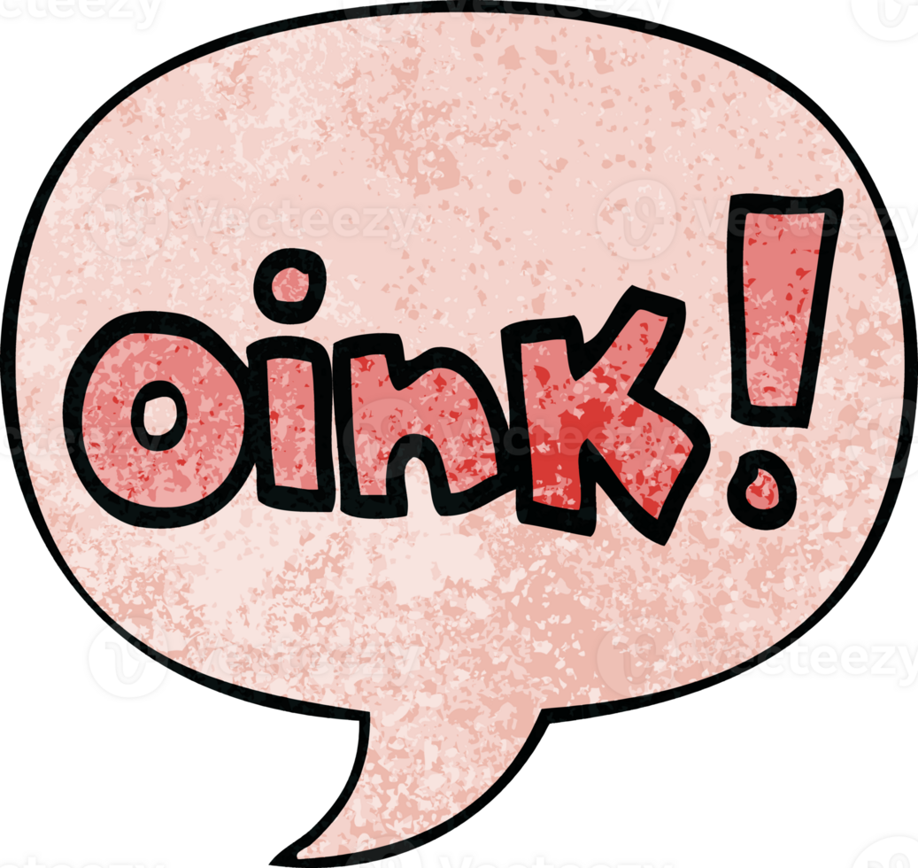 cartoon word oink with speech bubble in retro texture style png