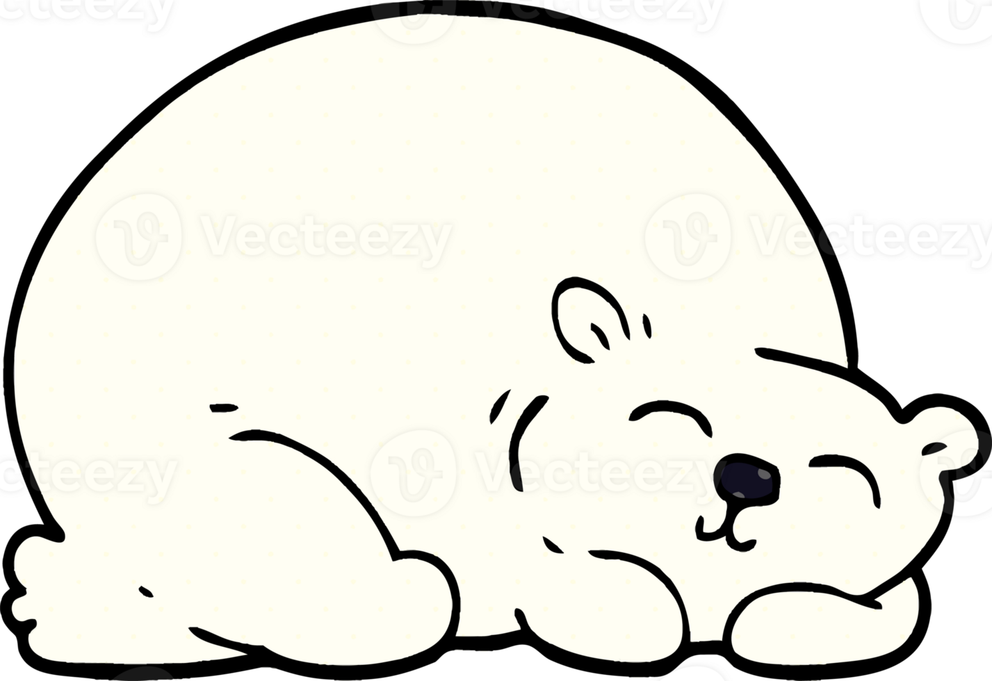 cartoon doodle happy polar bear sleeping png