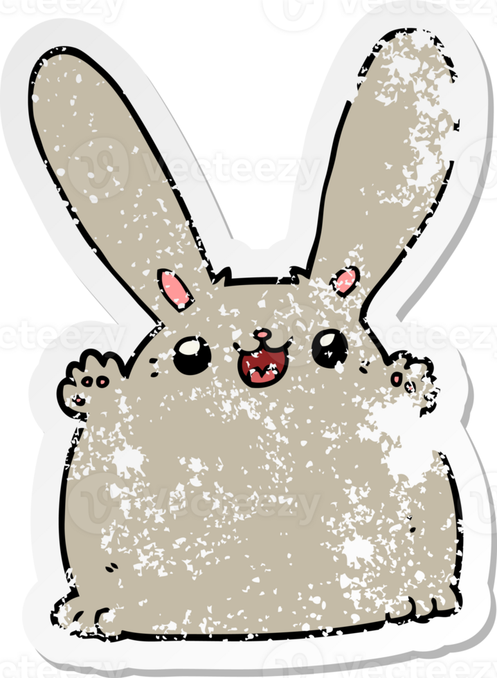 distressed sticker of a cartoon rabbit png