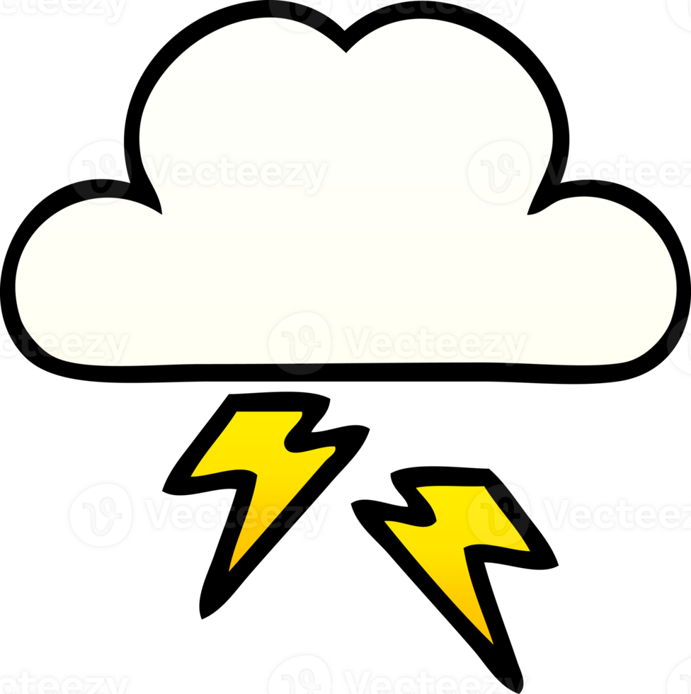 gradient shaded cartoon of a thunder cloud png