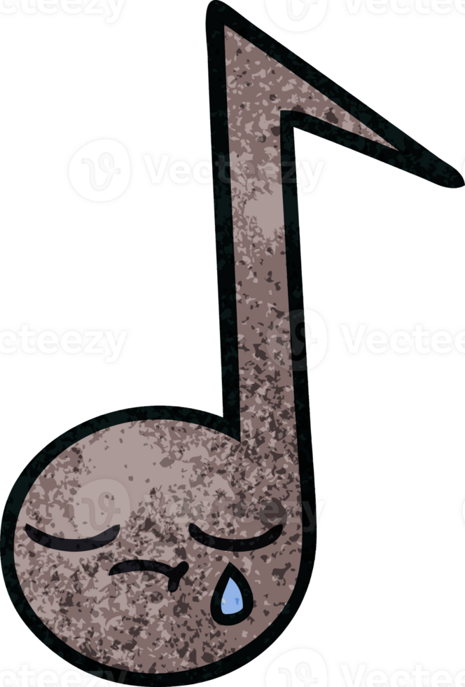 retro grunge texture cartoon of a musical note png