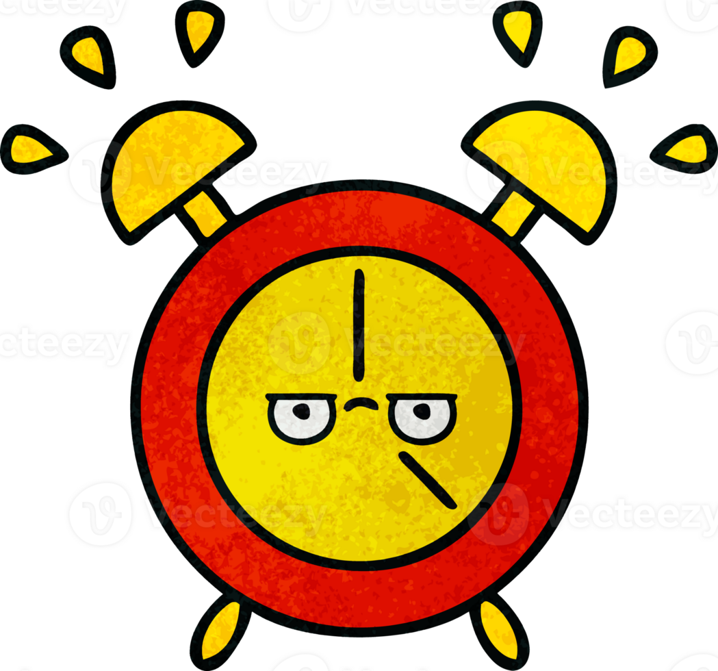retro grunge texture cartoon of a alarm clock png