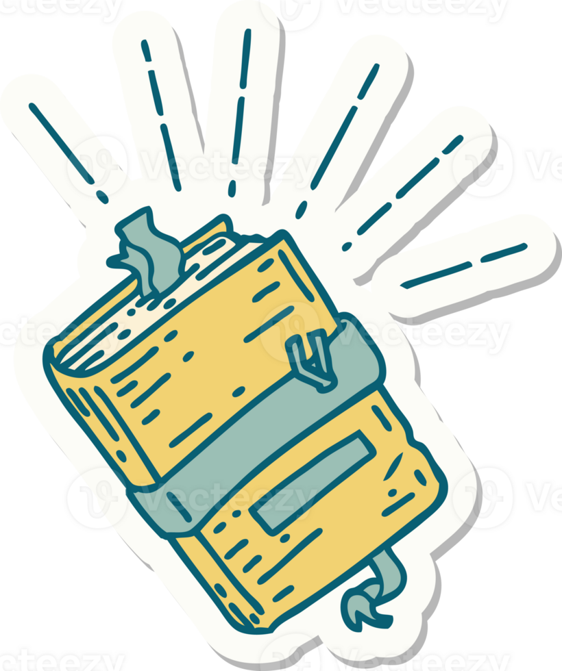 sticker of a tattoo style old bound notebook png