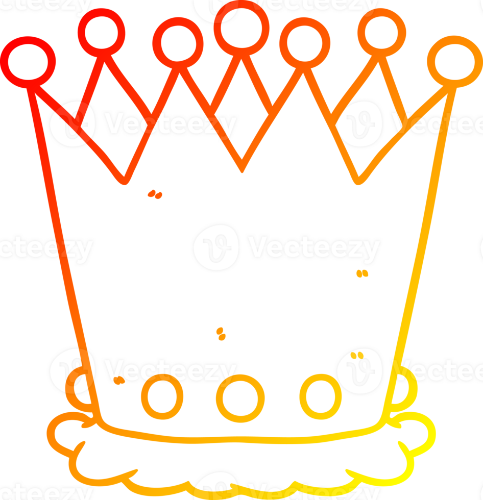 warm gradient line drawing of a cartoon crown png